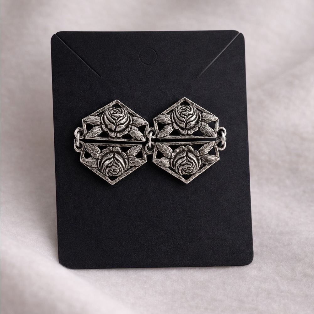 Elegant Silver Rose Earrings